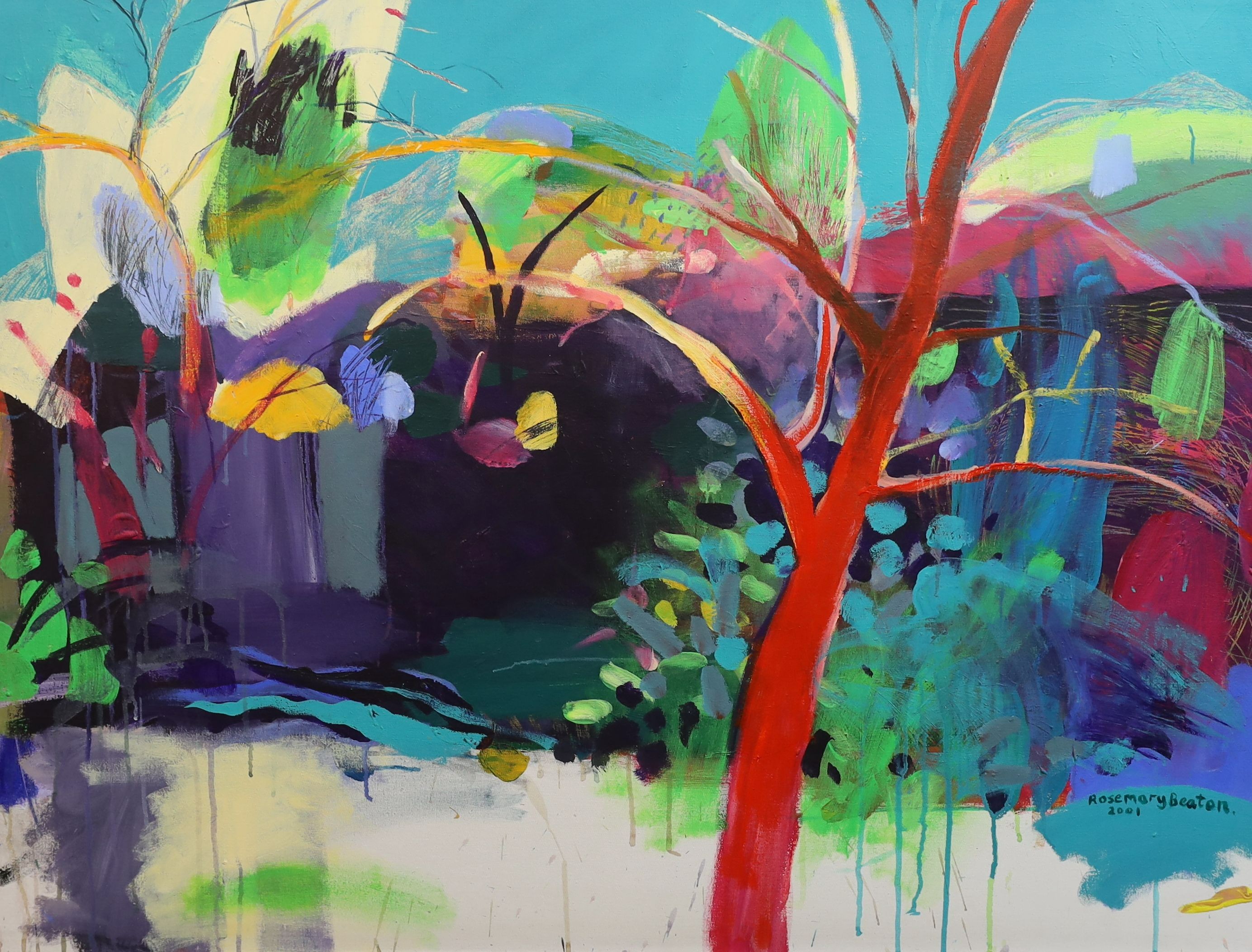 Rosemary Beaton (b.1950), Trees in a landscape, oil on canvas, 91 x 122cm